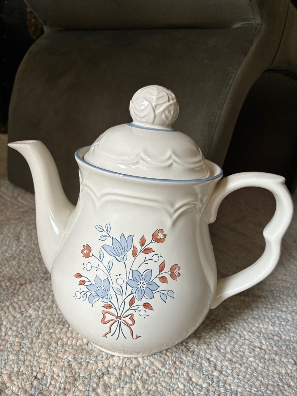 Vintage Cordella Stoneware Tea Pot / Coffee Pot in Bluet Pattern, Japan